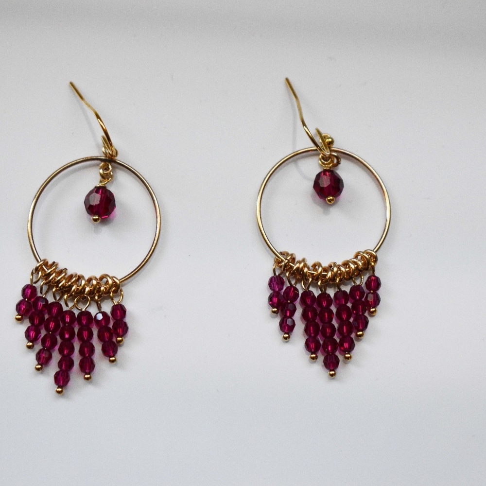 Gold Filled Opened Circle Multi Strand Earrings - image 3